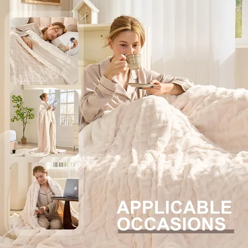 Miniatura 6 de SnugLife Manta térmica eléctrica con 6 niveles de calentamiento rápido, 4 horas de apagado automático, ultra coza y cálida manta eléctrica de piel