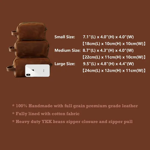 Miniatura 5 de Neceser para hombres o mujeres, kit de piel de grano completo, hecho a mano, bolsa de viaje vintage de cuero, bolsa de viaje grande, bolsa de Marrón