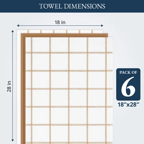 Miniatura 3 de LANE LINEN Juego de 6 paños de cocina de algodón para secar platos, 18 x 28 pulgadas, absorbentes, de secado rápido, color beige 07: Amarillo