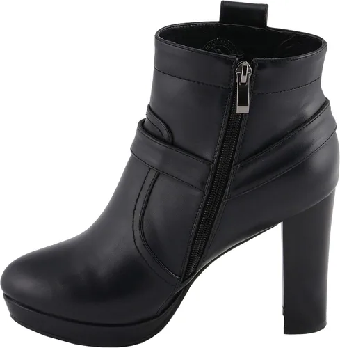 Miniatura 7 de Milwaukee Leather MBL9432 - Botines negros con arnés para mujer con tacón de bloque