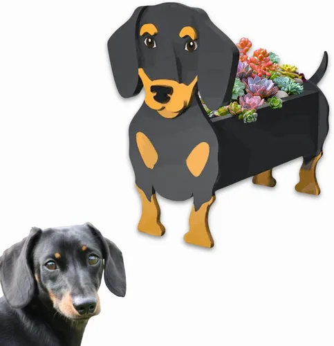 Miniatura 26 de Macetero de flores para perros, regalos para mujeres, bonitas macetas de PVC para perros, macetas para interiores y exteriores, maceta de jardín