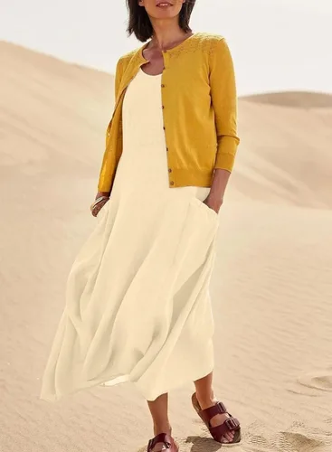 Miniatura 4 de Acelitt Vestido largo sin mangas con cuello redondo para mujer, holgado, con bolsillos, tallas S-XXL