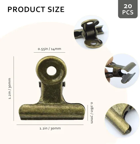 Miniatura 2 de 20 clips metálicos para carpeta de bulldog, abrazaderas de papel con bisagras de 1.2 pulgadas para bolsas de alimentos, fotos, manualidades de arte
