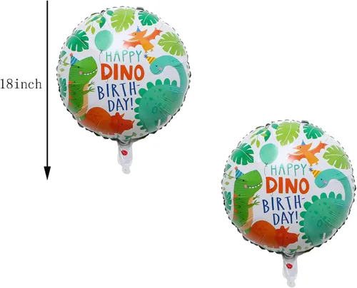 Miniatura 3 de 5 globos de dinosaurio de 35 pulgadas para decoración de cumpleaños para niños, globos de dinosaurio de papel de aluminio verde para Wild One Baby