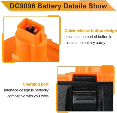 Miniatura 3 de Totoplus Batería de repuesto de 18 V para DeWALT: Baterías Ni-Mh XRP DC9096 de 18 voltios 5.0Ah compatibles con herramientas eléctricas inalámbricas