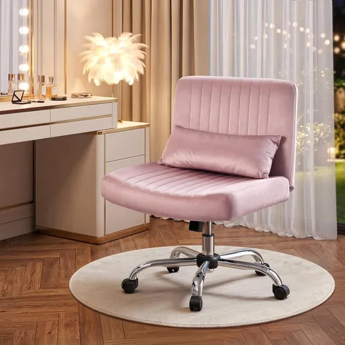 Silla cruzada de terciopelo con ruedas, silla de oficina de lujo con patas cruzadas, cómoda silla de escritorio para oficina en casa, silla de Rosa