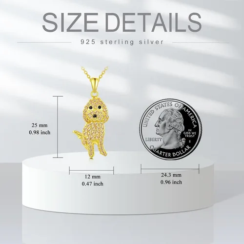 Miniatura 11 de Collares con colgante de perro de plata de ley S925 – 24 razas corgi/husky/labrador/pastor para mujer