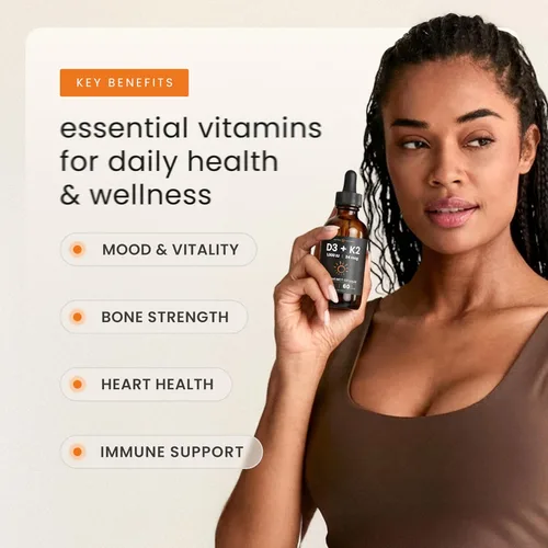 Miniatura 6 de NutraChamps Gotas de vitamina D3 K2, vitamina líquida D3 5000 UI y K2 D3 con MK7, gotas de vitamina D para niños, huesos, salud cardíaca e