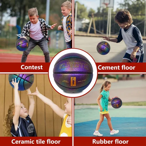 Miniatura 5 de KUYOTQ Kids Youth Women Basketball - Shiny Purple Leather Size 3/4/5/6 - 22/25.5/27.5/28.5" Dazzle Textured Basketball for Boys and Girls