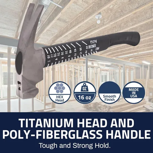 Miniatura 6 de Boss Hammer Martillo de Titanio Ti64 de Grado de Construcción de 16 oz con Mango de Fibra de Vidrio Tough-Fiber que Absorbe Impactos - Agarre