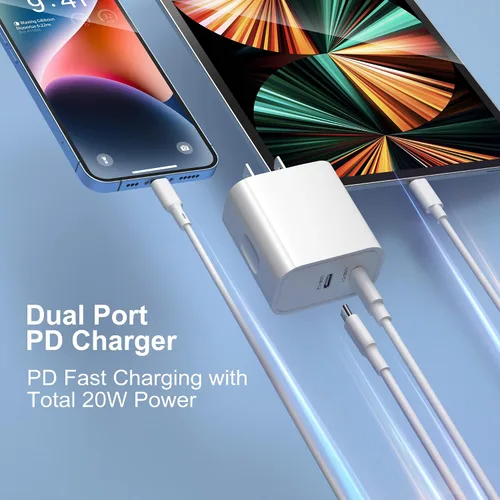 Miniatura 2 de Costyle - Cargador de pared USB C [3 unidades], bloque de carga doble USB C de 20 W, enchufe de pared rápido C, bloque de carga tipo C para iPhone