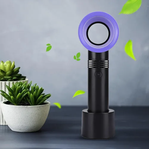 Miniatura 6 de Mini ventilador de mano sin aspas, mini ventilador de escritorio USB portátil, 3 velocidades, funciona con batería recargable por USB, reduce