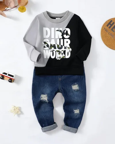 Miniatura 2 de Renotemy Ropa de bebé para niños pequeños, trajes de mezclilla, sudadera con capucha para niños pequeños