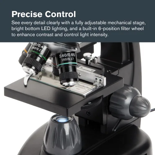Miniatura 6 de Celestron – Microscopio digital LCD TetraView – Pantalla de 4.3" – Cámara de 5MP – Aumento de 40x–1600x – Cabezal giratorio – Tarjeta SD incluida