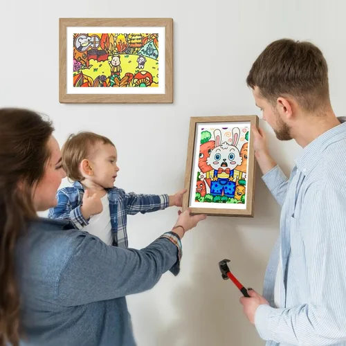 Miniatura 7 de Paquete de 4 marcos de arte para niños de 8.5x11 pulgadas, marcos reversibles cambiables para exhibición de fotos, almacenamiento para proyectos