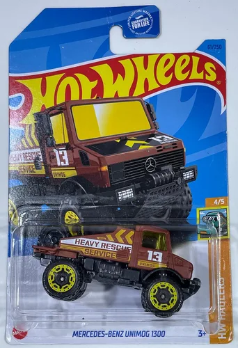 Hot Wheels - Mercedes-Benz UNIMOG 1300 - HW Haulers 4/5 - Marrón - 2023 - Mint/NrMint envía burbujas envueltas en una caja