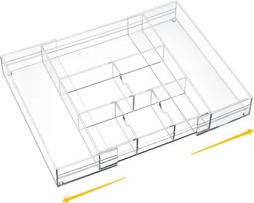 Miniatura 11 de Briwooody 1 pieza organizador de cajones de escritorio de acrílico de 2 pulgadas de altura, bandejas organizadoras de cajones expandibles con 8