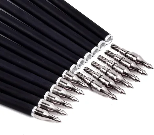Miniatura 5 de LWANO Flechas de caza de carbono de 31 pulgadas, flechas de práctica con plumas de pavo de 5 pulgadas, 500 para arco recurvo y arco compuesto 7.8MM