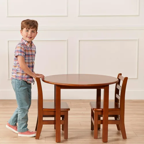 Miniatura 2 de ECR4Kids Mesa redonda de madera dura de 30 x 30 pulgadas con patas de 22 pulgadas, muebles para niños, gris lavado