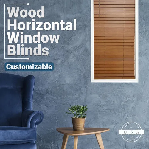 Miniatura 3 de TailorView Cortinas de ventana horizontales de madera personalizables sin cordón - Paletas de 2 pulgadas - Alabastro - Montaje interior o exterior.