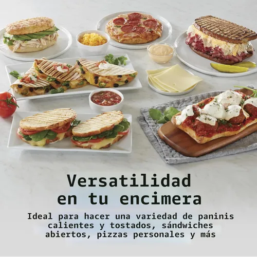 Miniatura 2 de Hamilton Beach Parrilla eléctrica Panini Press con tapa de bloqueo, se abre 180 grados para cualquier grosor de sándwich (25460A) Rejillas Acabado
