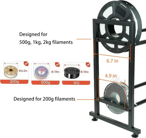 Miniatura 3 de Iverntech Soporte de carrete de filamento para impresora 3D, estante de almacenamiento de filamentos de 2 niveles, organizador de carrete