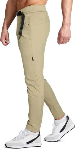 Miniatura 2 de JMIERR Pantalones deportivos casuales para hombre, cintura elástica de algodón, pantalones cargo chinos para senderismo, al aire libre, pantalones