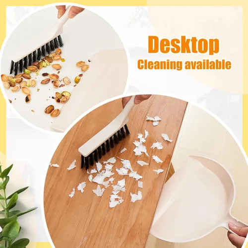 Miniatura 6 de Sliner Paquete de 18 mini recogedor y cepillo, sartenes de plástico con cepillo, juego de escoba de mano pequeña y recogedor, limpieza portátil a