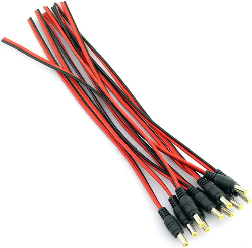 Miniatura 2 de E-outstanding 10 unids macho enchufe DC Power Pigtail Cable Jack Connector, CCTV cámara de seguridad adaptador enchufe