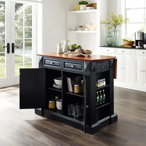 Miniatura 6 de Crosley Furniture Isla de cocina Drop Leaf/Barra de desayuno, negro