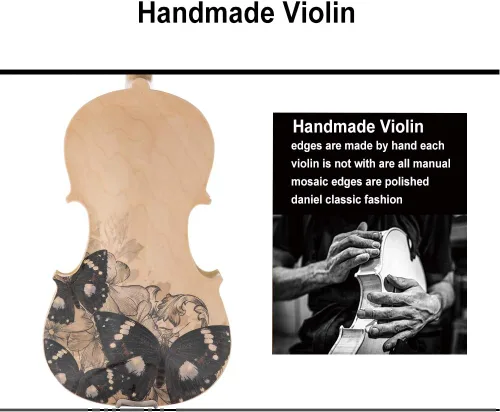 Miniatura 7 de Aliyes Juego de violín artístico distintivo diseñado para principiantes, estudiantes, adultos con estuche rígido, arco, cuerdas adicionales
