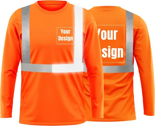 Miniatura 22 de La alta visibilidad reflexiva de las camisetas de la seguridad del logotipo de encargo Hola Vis de Verde neón