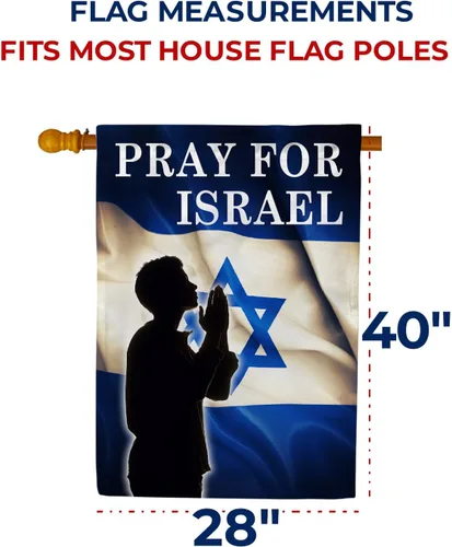 Miniatura 7 de Bandera de 28 x 40 pulgadas, bandera de doble cara con texto en inglés "We Stand with Israel House", bandera de Israel Friendship, bandera de Israel