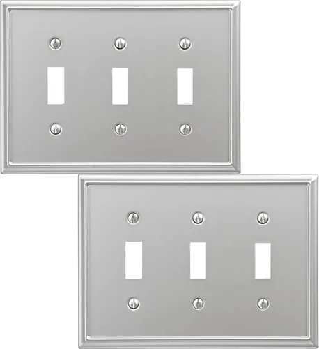 Miniatura 10 de OKAWYC Aria - Placa de pared metálica para interruptor de luz en blanco, paquete de 4 unidades, níquel cepillado de 1 banda, cubierta de interruptor