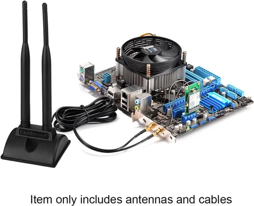 Miniatura 2 de Eightwood Antena WiFi de doble banda de 2.4 GHz y 5 GHz, antena macho RP-SMA + cable hembra RP-SMA de 6 pulgadas (paquete de 2) para tarjeta de red