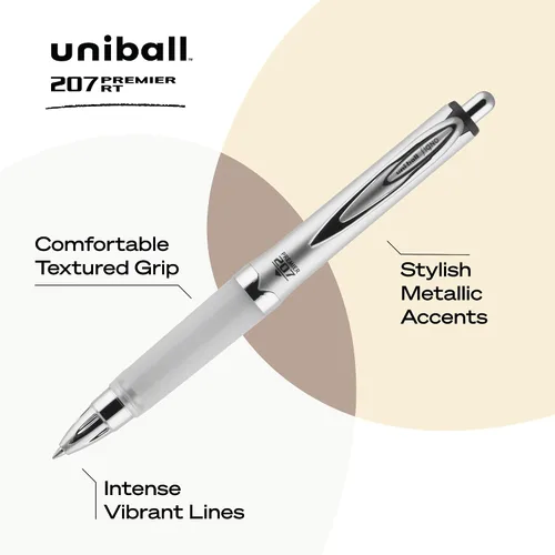 Miniatura 3 de Uni-Ball 207 Premier, pluma de gel retráctil, punta mediana (1.0mm), negra, 1 paquete