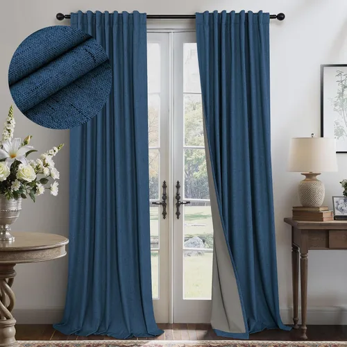 Miniatura 19 de Pitalk Cortinas cortas 100% opacas de lino para cafetería, 40 pulgadas de largo, 2 paneles, cortinas de puerta francesa para ventana, cortina