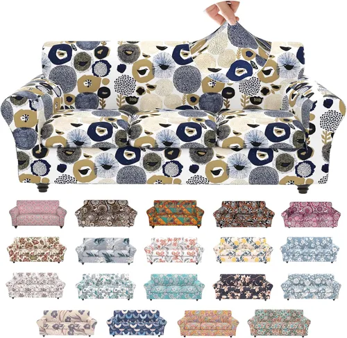 Miniatura 60 de Fundas elásticas para silla, fundas elásticas para sillón de 2 piezas, fundas de sofá lavables con diseño floral para sillón, protector de muebles