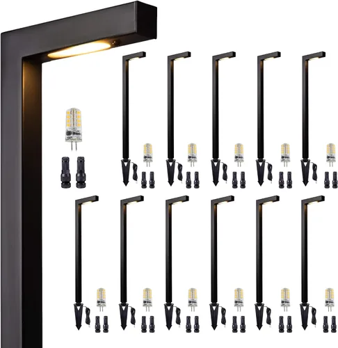 Miniatura 26 de Gardenreet Luces de camino de paisaje de latón, luces de camino de bajo voltaje de 12 V con cable, luces de jardín al aire libre LED impermeables
