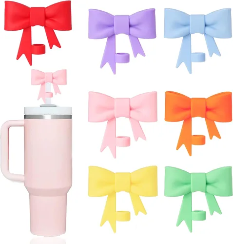 Miniatura 8 de 6 fundas de popote compatibles con vasos Stanley de 40/30 onzas, reutilizables y bonitos protectores de tapas de silicona para popotes Stanleys