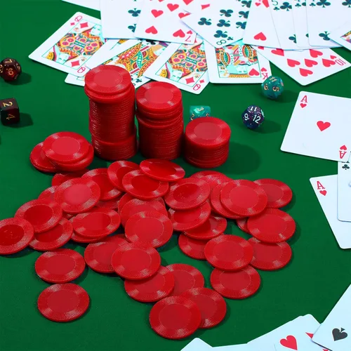 Miniatura 5 de Leitee 500 fichas de póquer de plástico rojo a granel de 1.5 pulgadas, mini fichas de bingo de 1.5 pulgadas, marcadores de fichas en blanco, discos