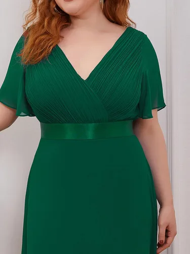 Miniatura 5 de Ever-Pretty Vestido formal para mujer con cuello en V y cuello en V, talla grande, largo hasta el suelo, vestido de dama de honor para mujeres