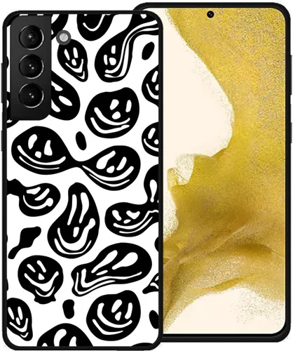 Miniatura 6 de Funda de teléfono para Samsung Galaxy S22 5G, rosa pastel y blanco, divertida sonrisa trippy derretida hippie sonriente calavera fantasma cara linda