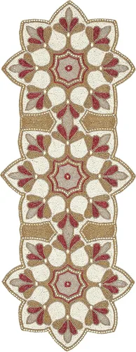 Miniatura 2 de Camino de mesa con cuentas de 36 pulgadas, 13 x 36 pulgadas, marrón beige multicolor, camino de mesa decorativo con brillo navideño, manteles