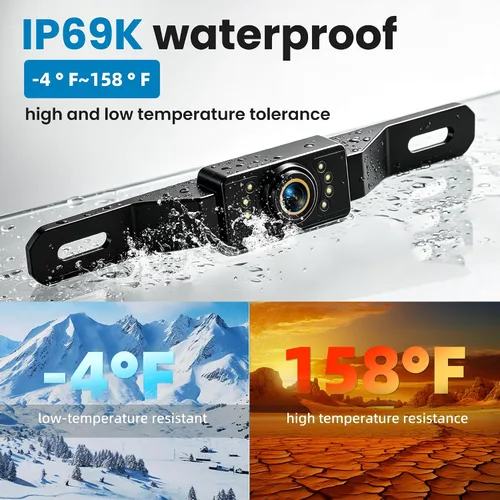 Miniatura 4 de Kit de cámara de respaldo para camión, monitor HD 2K de 7 pulgadas, vista frontal y trasera, visión nocturna, impermeable IP69, líneas de rejilla