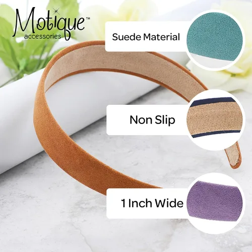 Miniatura 4 de Motique Accessories Vincha sólida de 1 pulgada de ancho tipo ante para mujeres y niñas - Negro