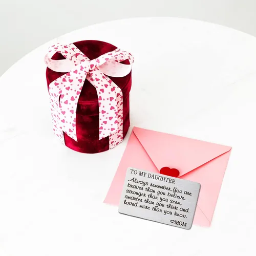 Miniatura 8 de PLwelth Tarjeta de cartera grabada para hija de acero inoxidable para mujeres niñas adolescentes con mensaje inspirador tarjeta de inserción