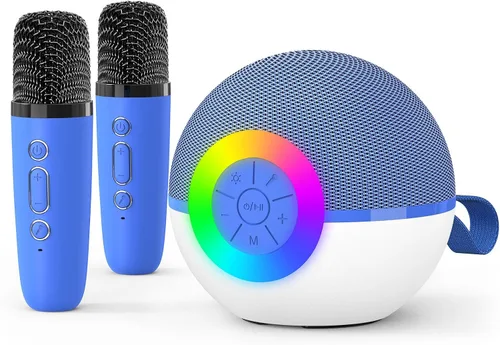 Miniatura 10 de goopow Mini máquina de karaoke con altavoz para niños y adultos, micrófono portátil con Bluetooth y juguetes de canciones con luz LED, el mejor