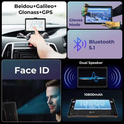 Miniatura 7 de HOTWAV R8 Rugged Tablet Android 14, 10.1 pulgadas HD+ pantalla 10800mAh batería, Octa-Core 12GB RAM+128GB ROM+1TB tableta al aire libre, 13MP+5MP
