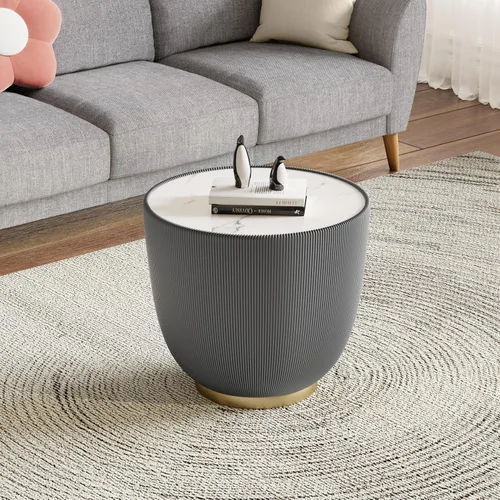 Miniatura 17 de Mesa de centro moderna, mesa de té central circular de 15.75 pulgadas, mesa de cóctel, mesas de centro redondas cilíndricas para sala de estar